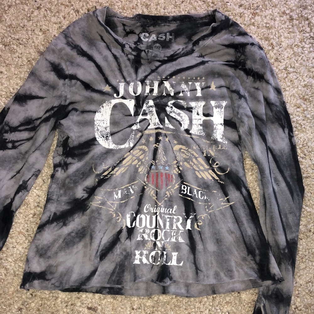 Johnny Cash long sleeve tie dye women’s shirt.